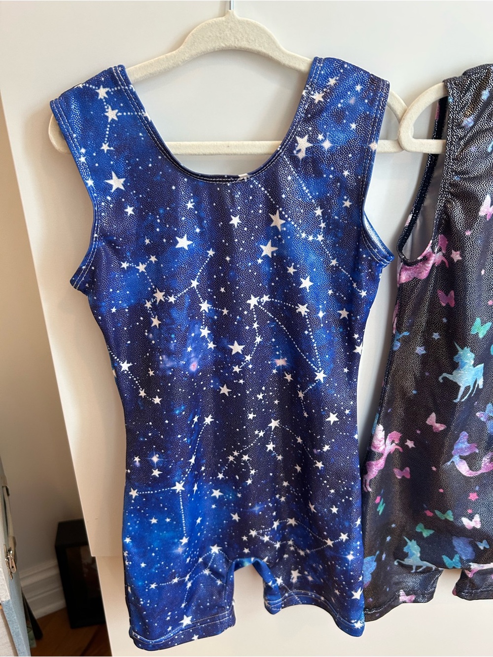 Blue Galaxy & Black Unicorn Gymnastics Leotard Set - Size 130 (7/8) - Picture 4 of 7